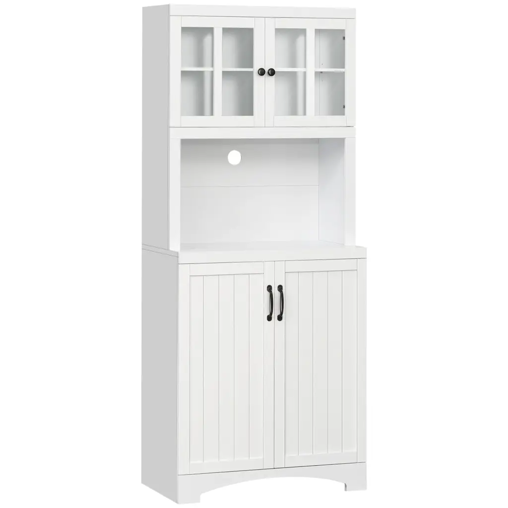 Homcom Kitchen Hutch Pantry Cabinet Crystal Framed Door Adjustable aosom business