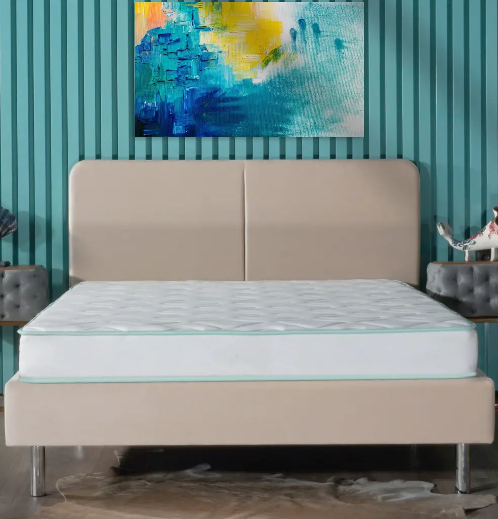 Twin Dimensions 6 Inch Medium Innerspring Hybrid Bedding White Green Foam Spring Support brn sleep products