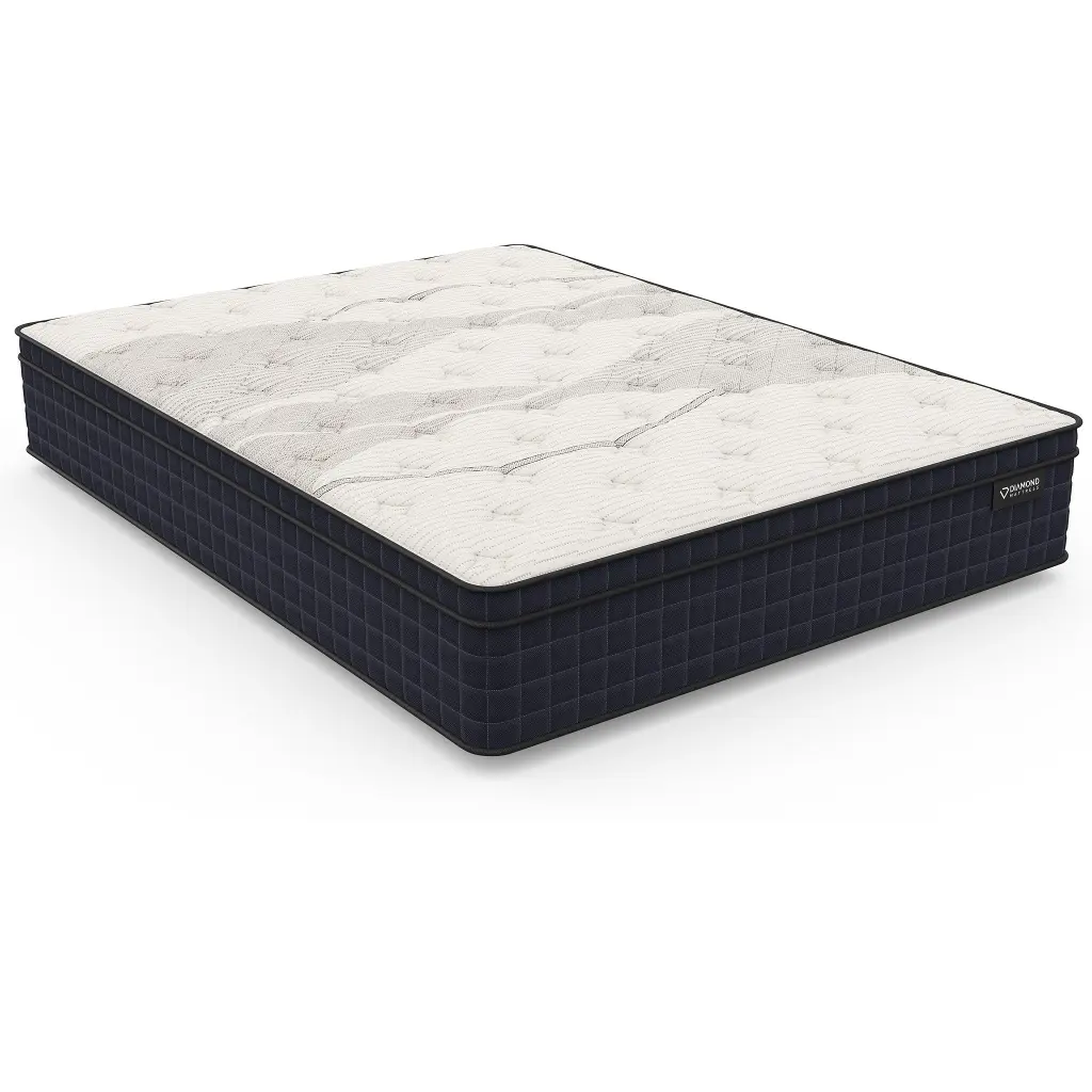 Cal King Nina Copper Hybrid Euro Top 12.5 Inch Medium Feel Mattress White Polyurethane diamond mattress