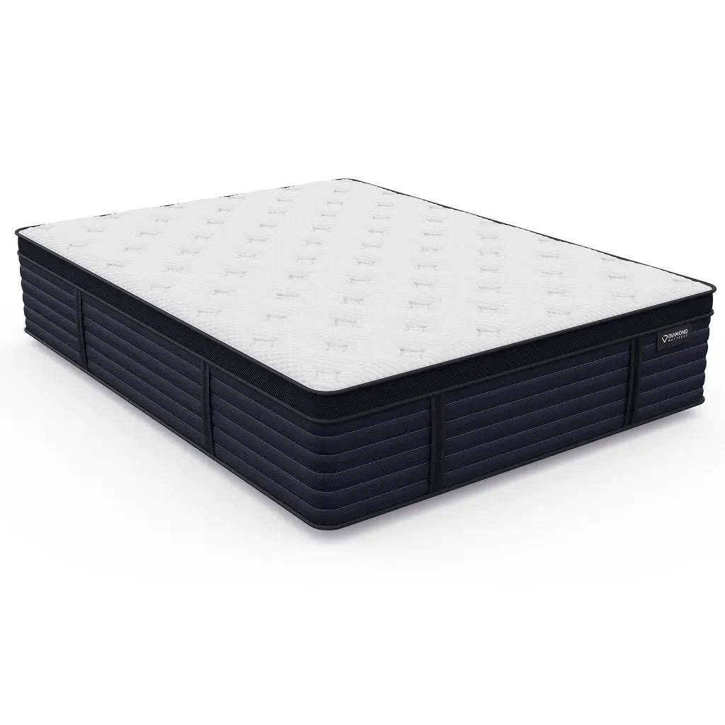 Twin Hughes Cool Latex Hybrid Euro Top 14.5 Inch Medium Feel White Polyure diamond mattress