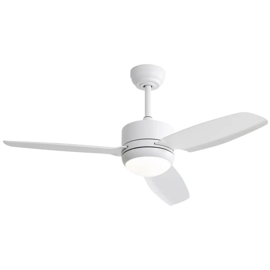 46 Inch Ceiling Fan Lights 3 ABS Blades 6 Speed DC Motor White Finish