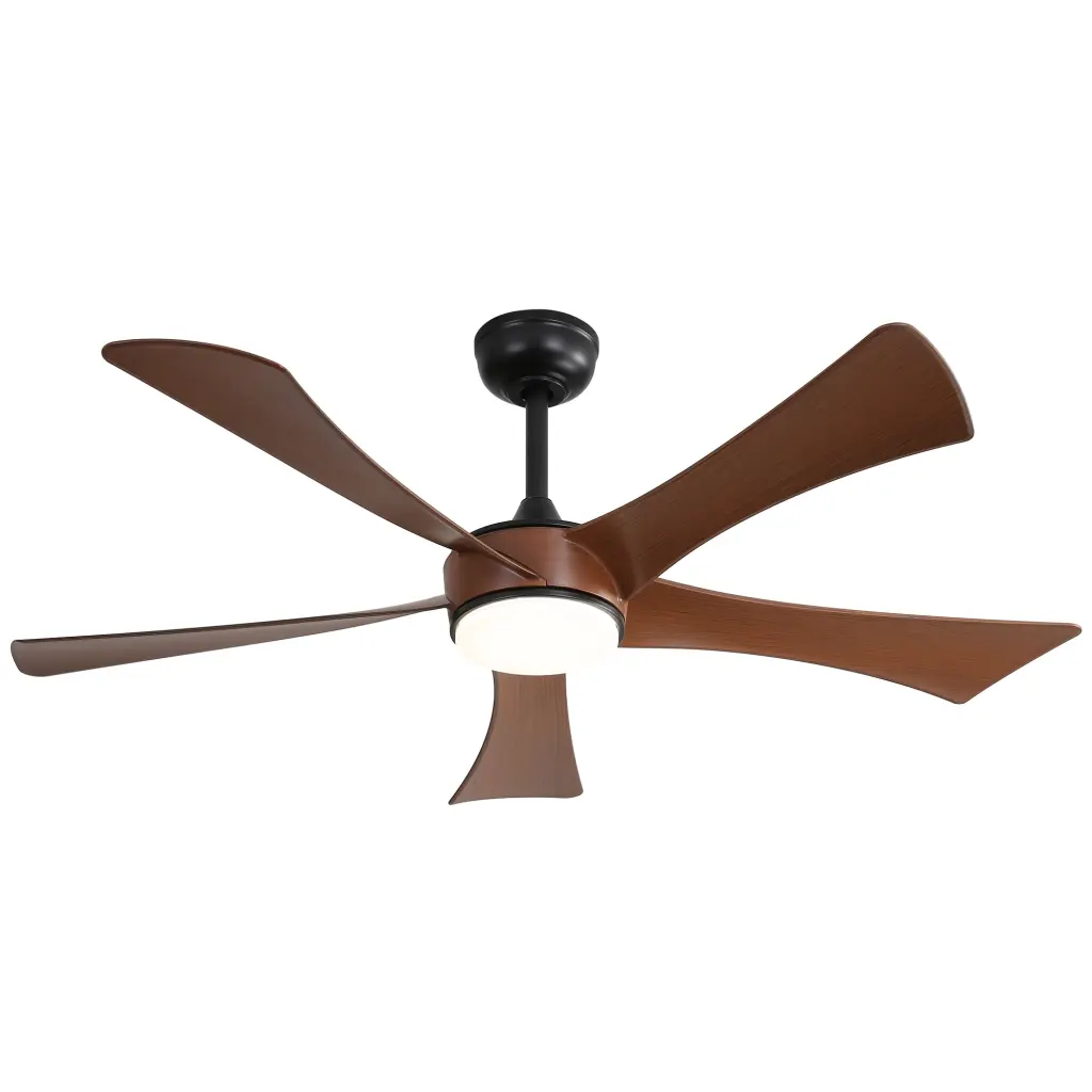 52 Inch Modern Ceiling Fan 3 Hue Dimmable Lights 5 ABS Blades Remote Control Reversible Motor