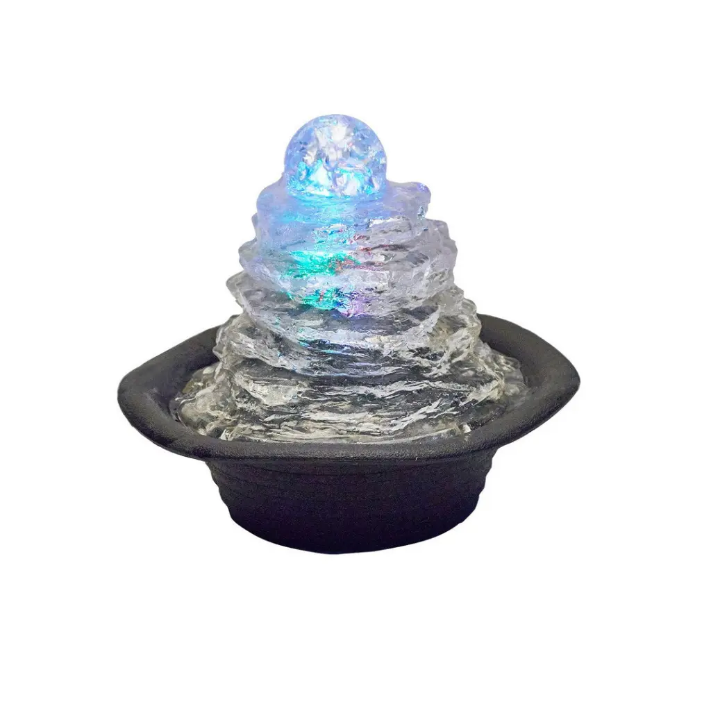 7.5 Inch Tall Indoor Fountain LED Light And 1L Volume Ice Mountain Design california home