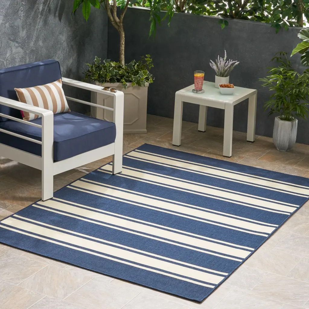 Marina 1934Z 5'3 X 7 Feet Navy Polypropylene Indoor Outdoor Rug nh-kisa