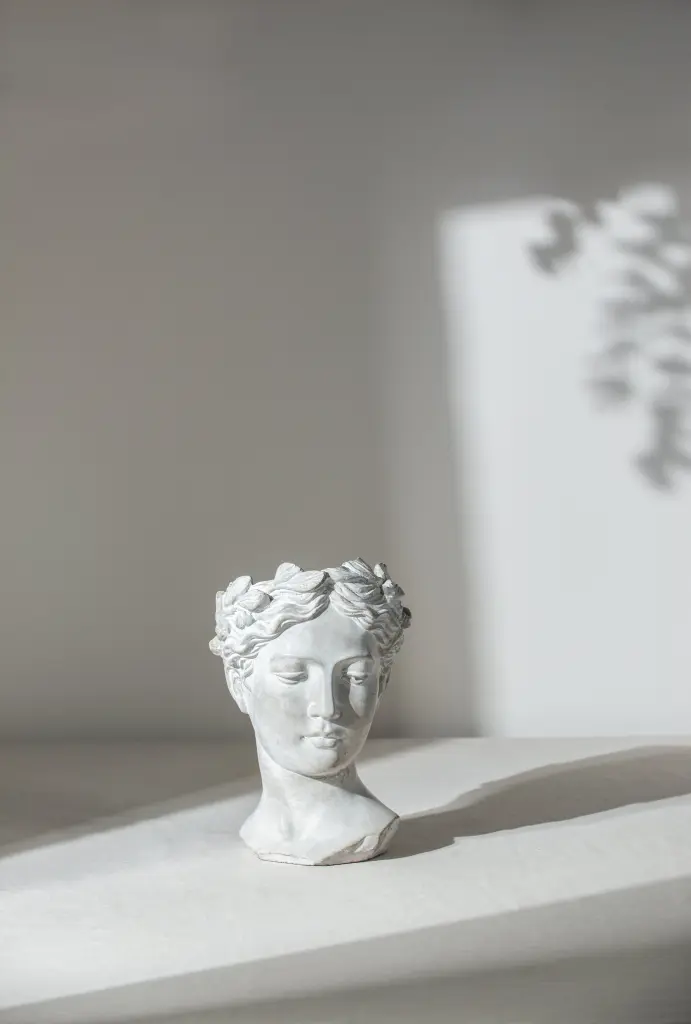 Greek Style Cement Head Planter D7 Inches Indoor Outdoor Home Garden Decor w2078