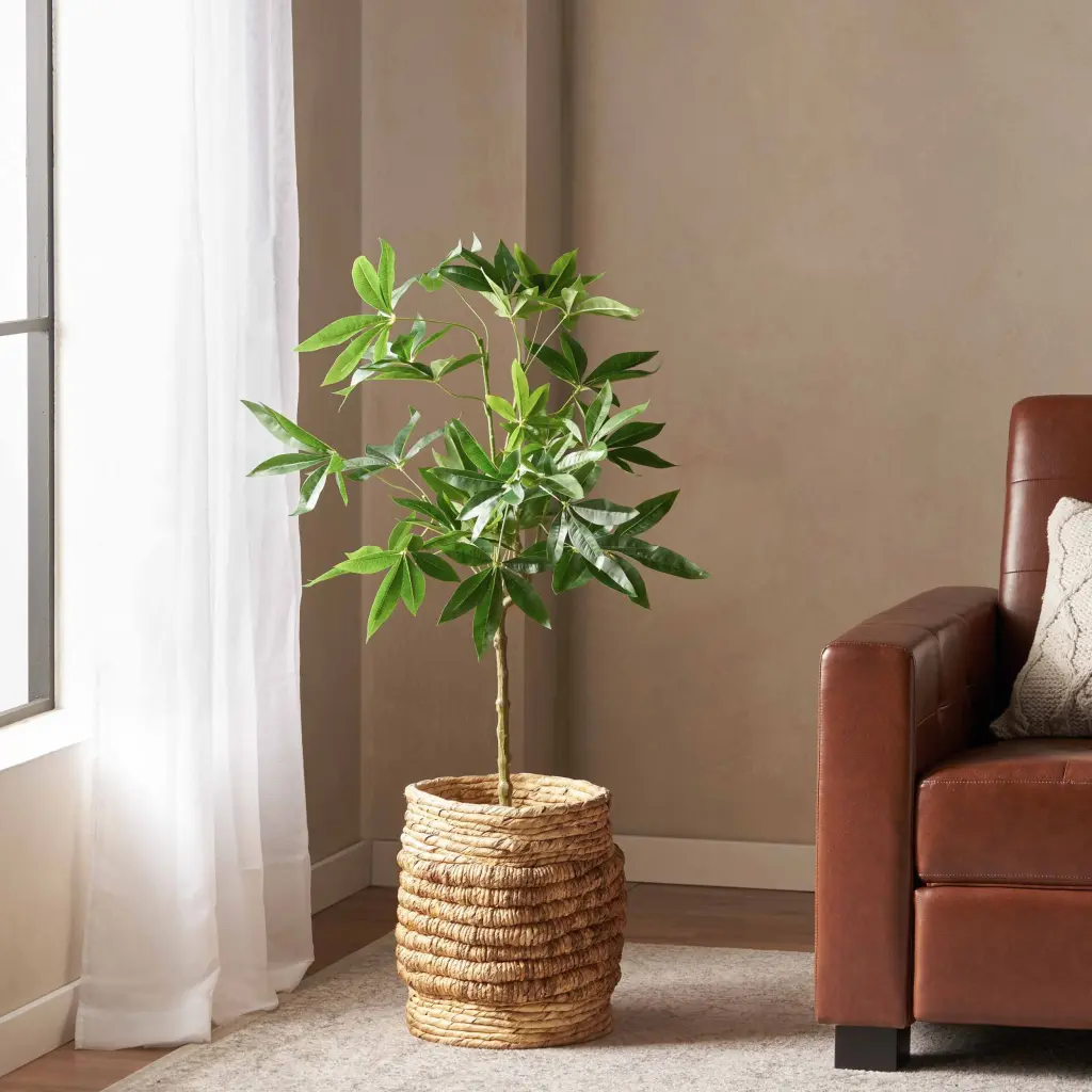 120Cm Artificial Pachira Macrocarpa Green Polyethylene Indoor Plant nh-bc furniturings
