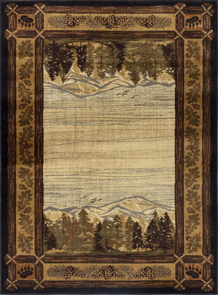 Nature's Nest Lodge Area Rug 7ft 10in x 10ft 3in Multi-Colored Living Room icona home decor