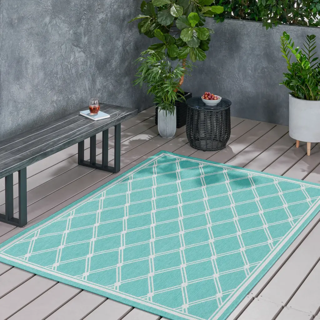 5092G 5.3 X7 Teal Polypropylene Rug nh-kisa