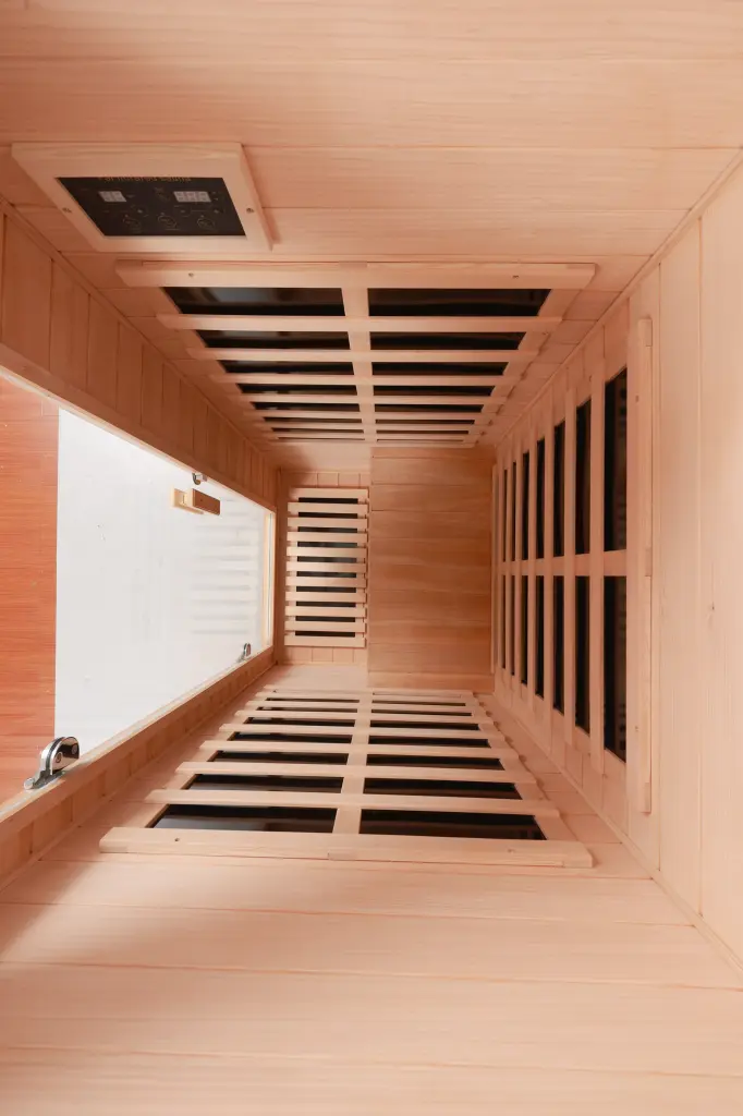 Hemlock One Person Far Infrared Roof Embedded Indoor Sauna Room Front Glass far infrared sauna room