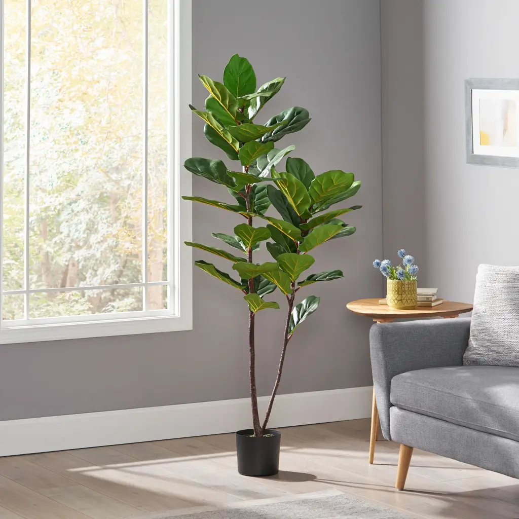 150Cm Artificial Fiddle Leaf Fig Tree Green Ferrous Metal Polymer nh-bc furniturings