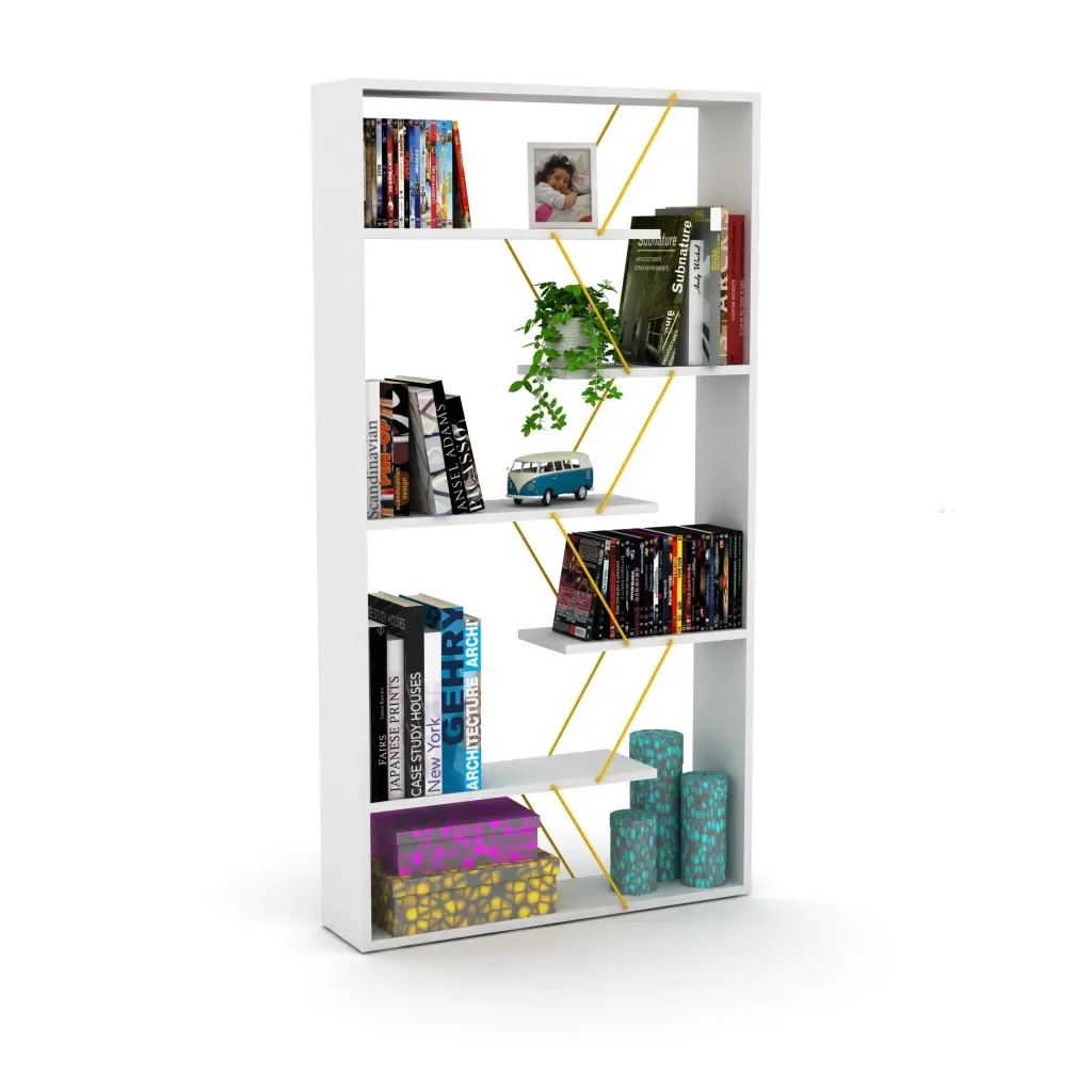 Furnish Home Store Timber Frame Etagere Open Back 6 Shelves Bookcase Industrial Style furnia