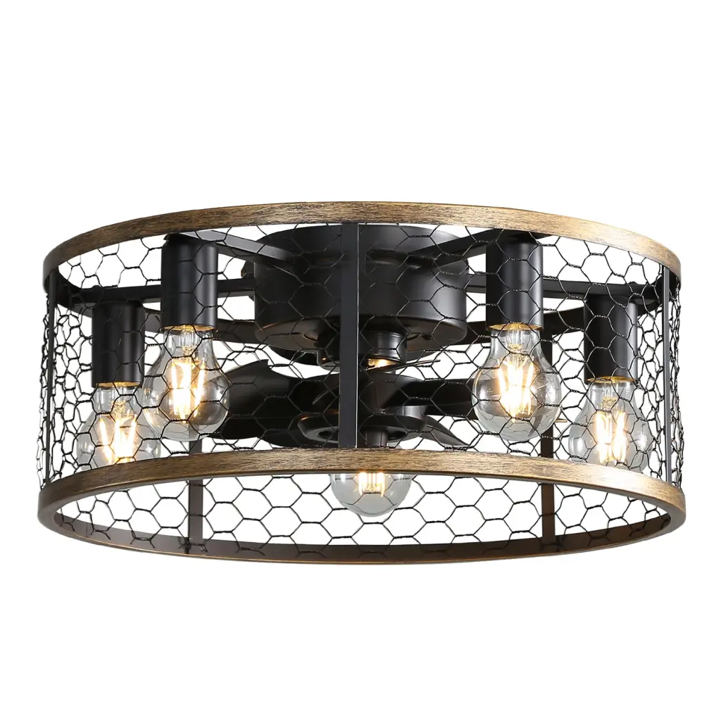 20 Inch Industrial Caged Fan 7 ABS Blades Remote Control Reversible ceiling fan