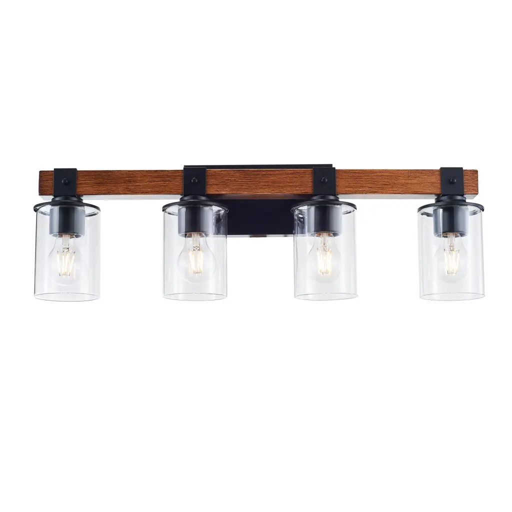 4 Light E26 Bulb Industrial Style Farmhouse Wall Light Rustic Wood jfi