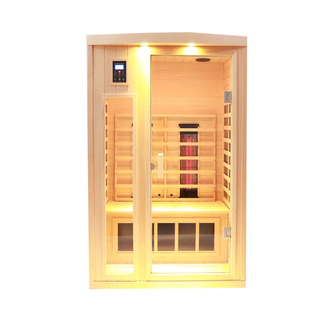 Two Person Hemlock Far Infrared Heating Sauna Reading Lights healthy home