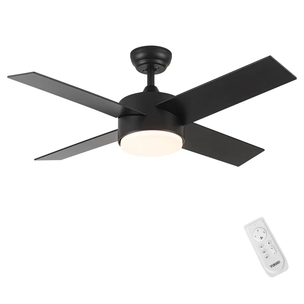 Yuhao 44 Inch Integrated LED Ceiling Fan Black ABS Blades and Black Ply yuhao w1367