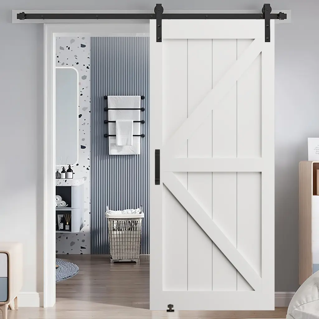 32 X 84 Inch K Style Real Primed Door Slab 6.6Ft Barn Door Sliding Hardware rnb