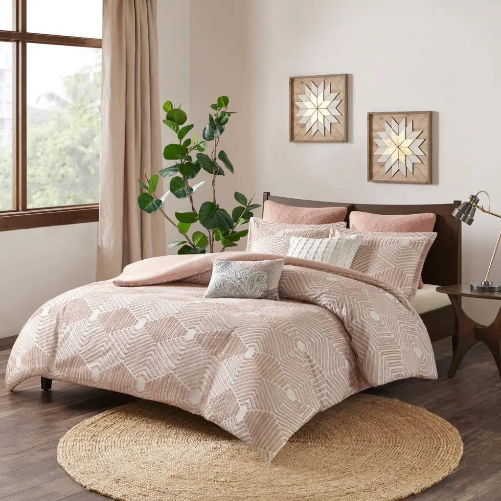 Cotton Jacquard Easeer Set Blush Full Queen Size Bedding jla