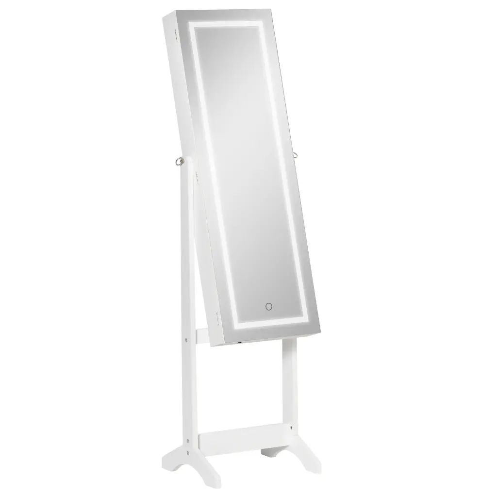 Homcom Floor Standing Jewelry Cabinet LED Light Lockable Jewelry Storage aosom business