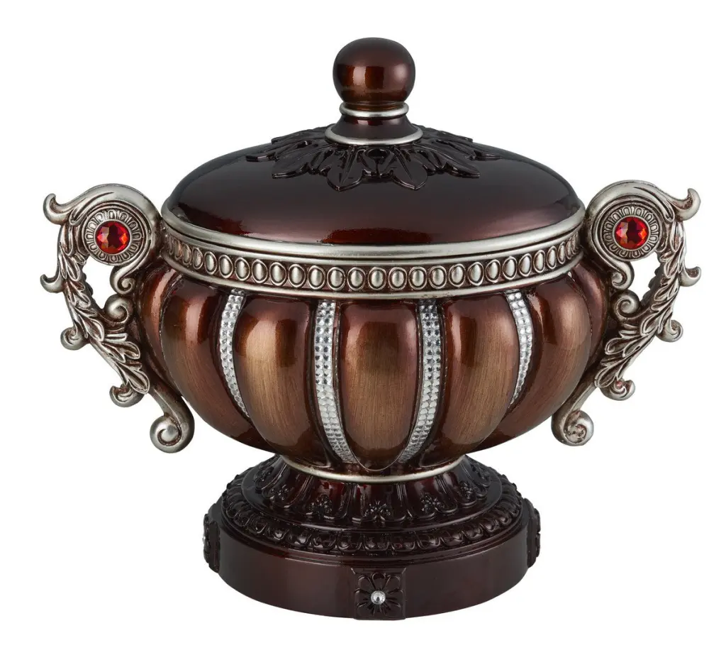 11.5 Inch Delicata Decorative Jewelry Box Reddish Metal Alloy Silver Accents california home