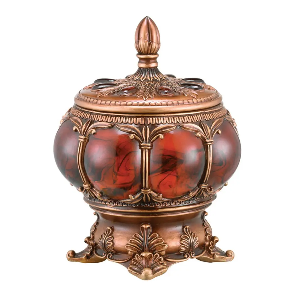 11.5 Inch Victorian Style Polyresin Decorative Jewelry Box Metal Alloy california home