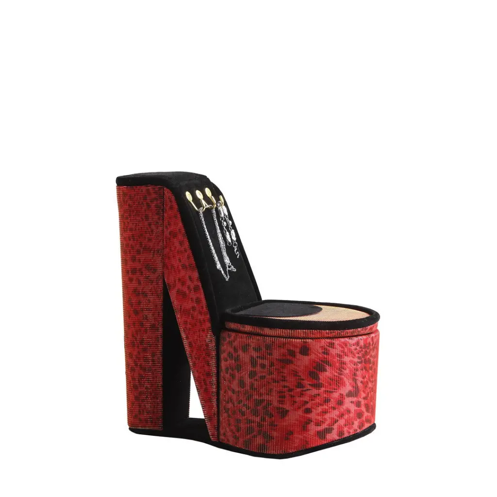 9-Inch Tall Leopard Print High Heel Shoe Design Jewelry Box Hooks california home