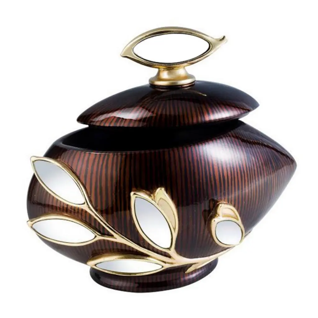 8 Inch Brown Finish Polyresin Decorative Jewelry Box Precious Metal And Topaz california home
