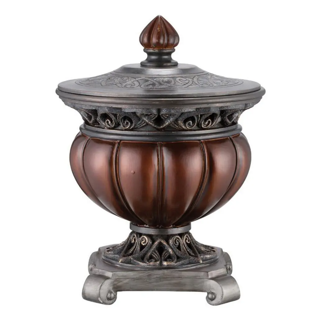 12 Inch Tall Polyresin Decorative Jewelry Box Metal Alloy Roman Design california home
