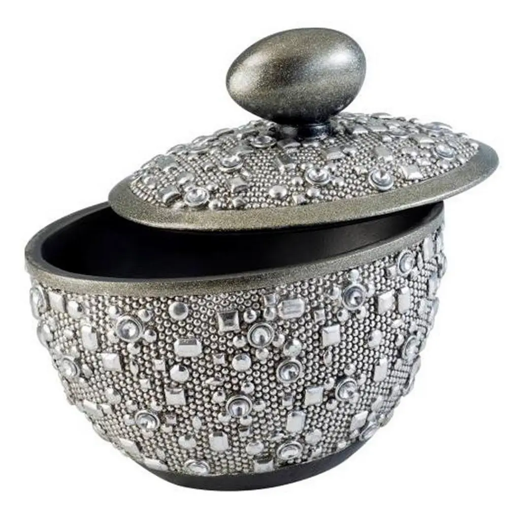 8 Inch Tall Polyresin Decorative Jewelry Box Twilight Shiny Metal Finish california home