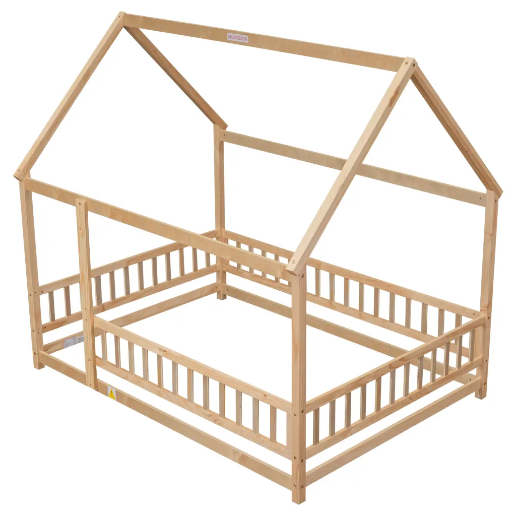 Full Dimensions Floor Timber Bed House Roof Frame And Fence Guardrails inspirit