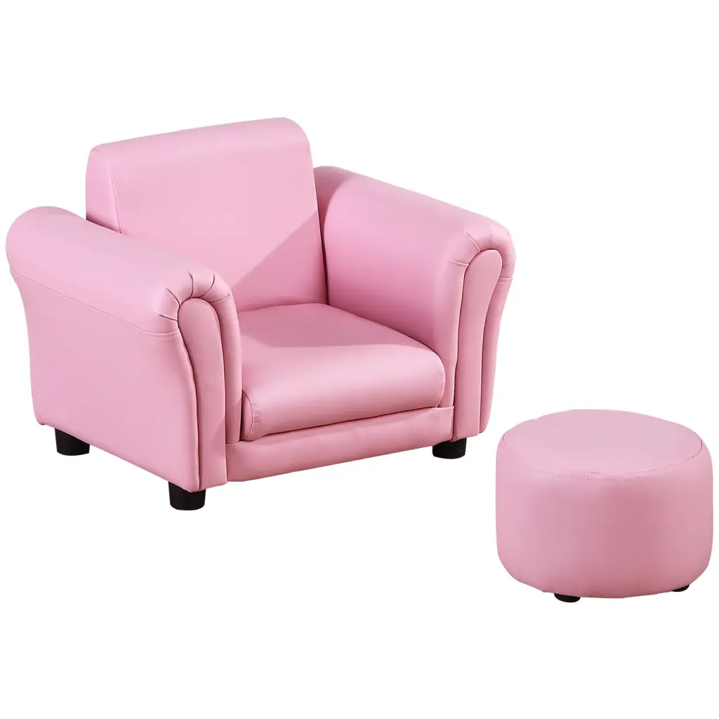 Kids Sofa Set Footstool Upholstered Armchair Toddlers 18 Months and Up aosom business