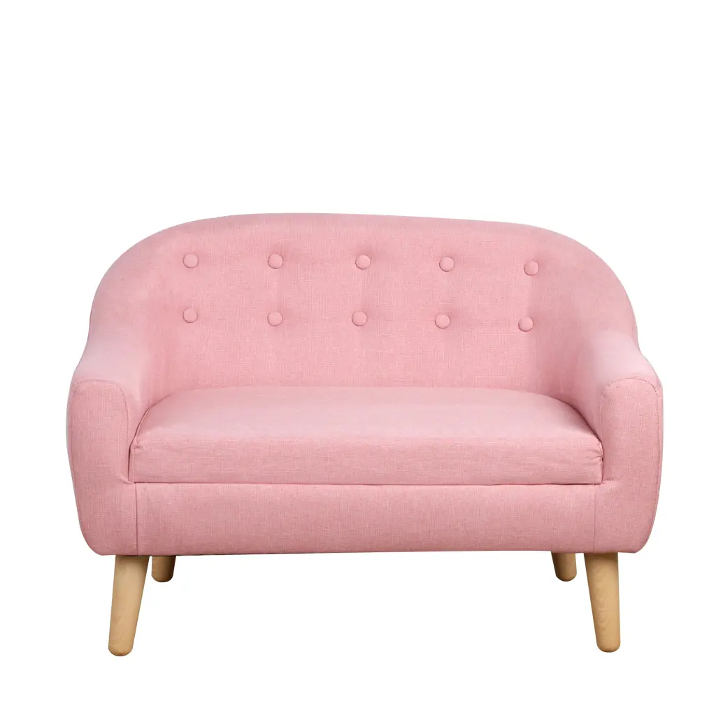 2 Seat Kids Sofa Linen Material And Wooden Frame Toddlers aosom business