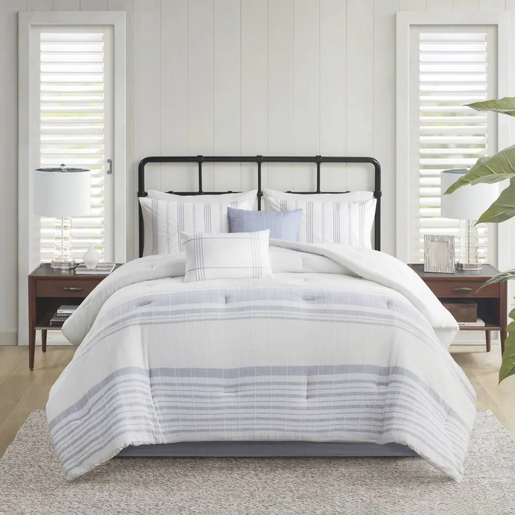 6 Piece Cotton Jacquard Oversized Comforter Set King Multicolor Polyester Bedding jla