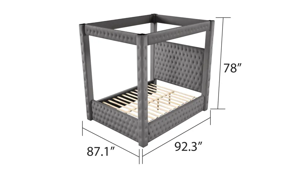 Monica Luxurious Four Poster King Bed Gray Box Spring Timber Frame galaxy home furnishings