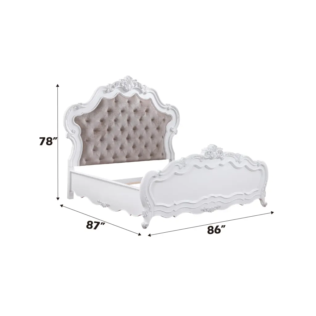 Latisha Eastern King Bed White Finish Timber Frame Bed acme onsite store