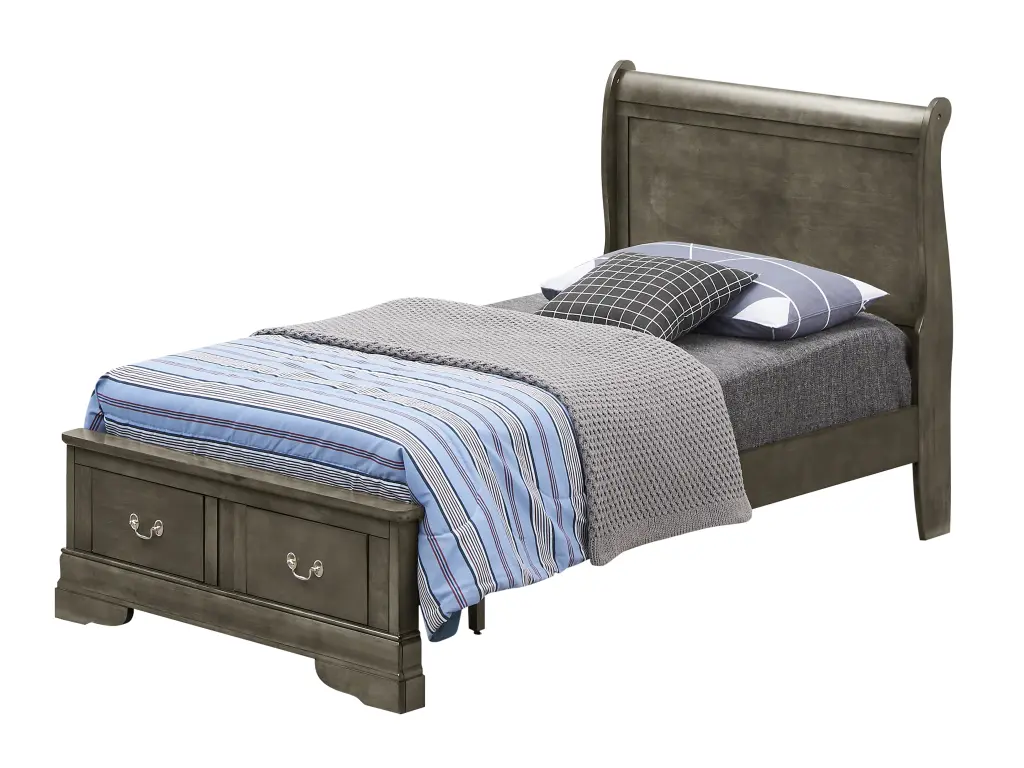 Louis Phillipe G3105D Ksb2 King Storage Bed Gray Particle Board Bed Frame glory furniture