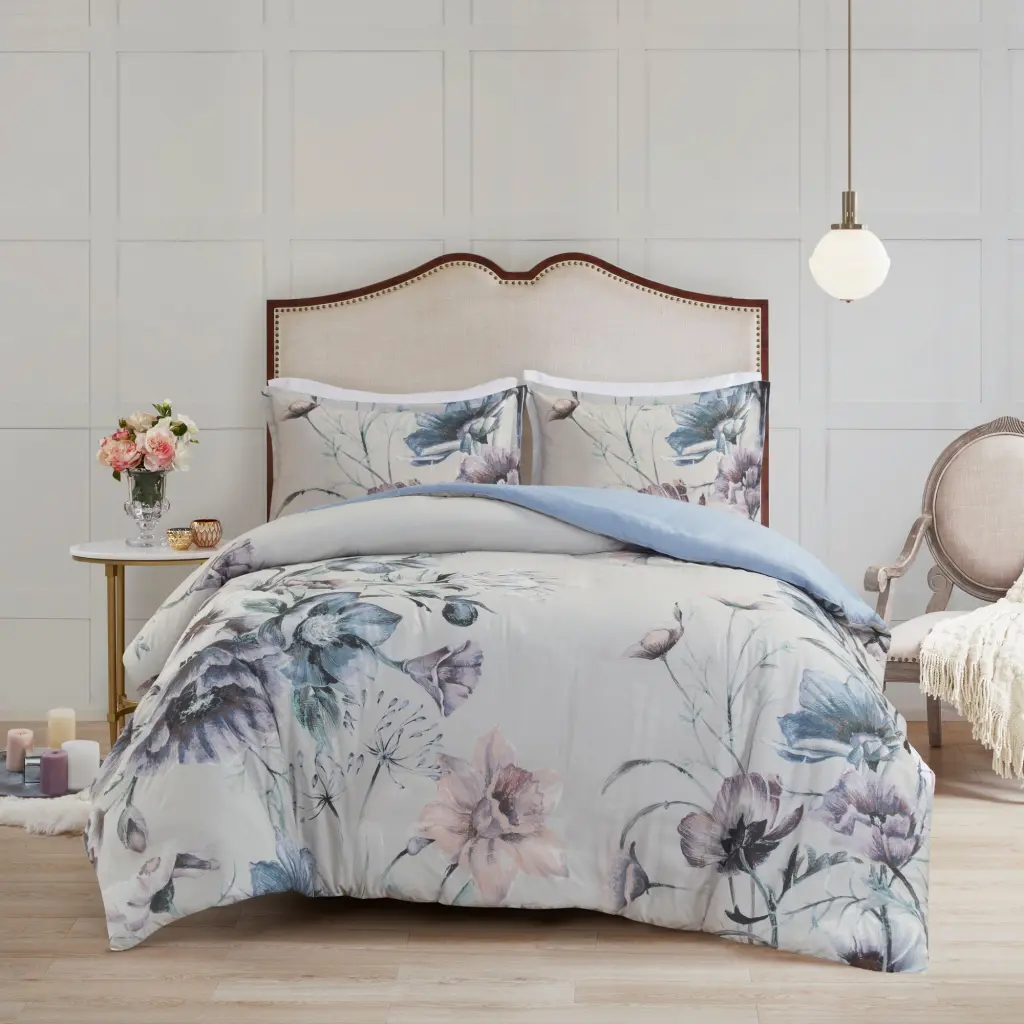 King Cal King 3 Piece Cotton Printed Duvet Cover Set Multicolor jla