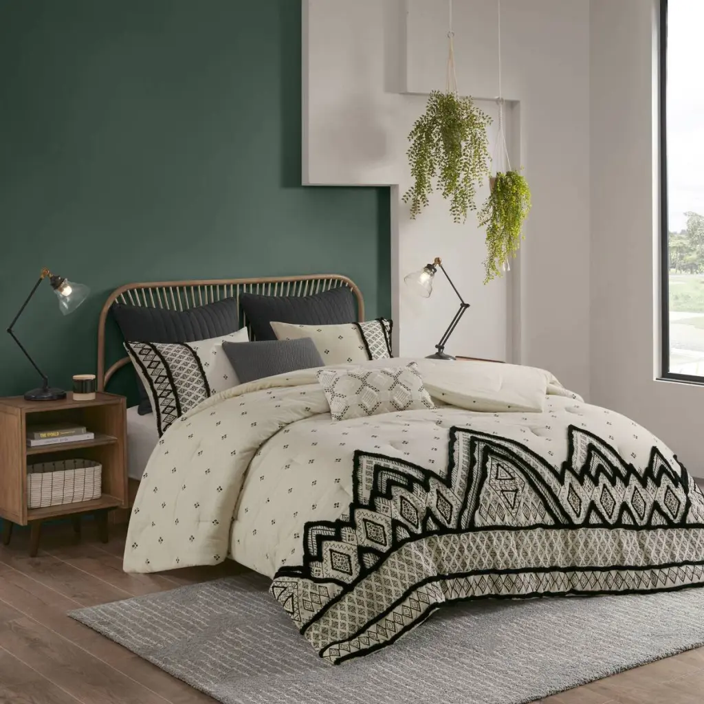 3 Piece Cotton and Flax Linen Blend Comforter Set Natural King Cal King Size Bedding jla