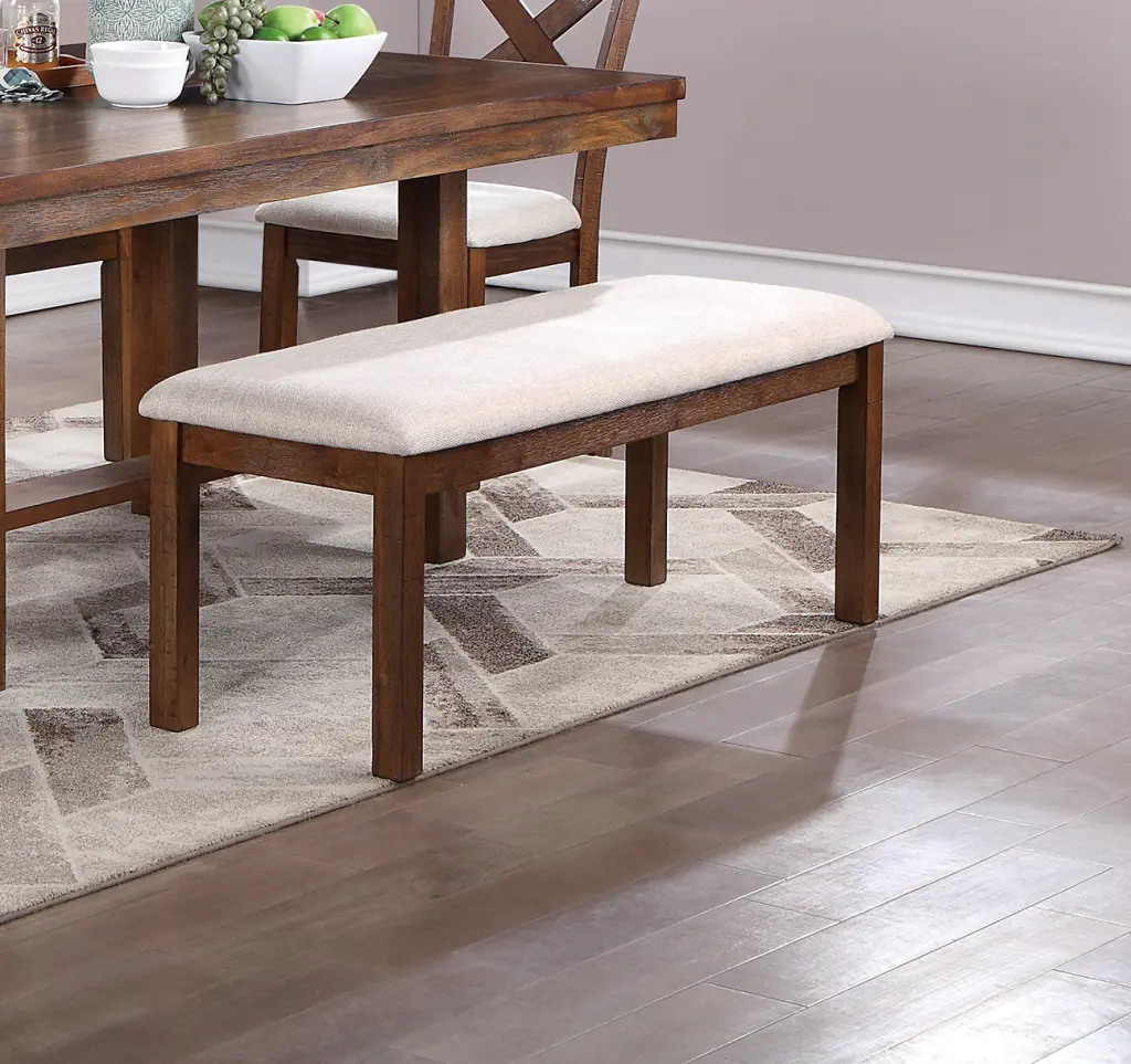 1Pc Bench Only Natural Brown Finish Solid Wood Contemporary Style Kitchen kanepe