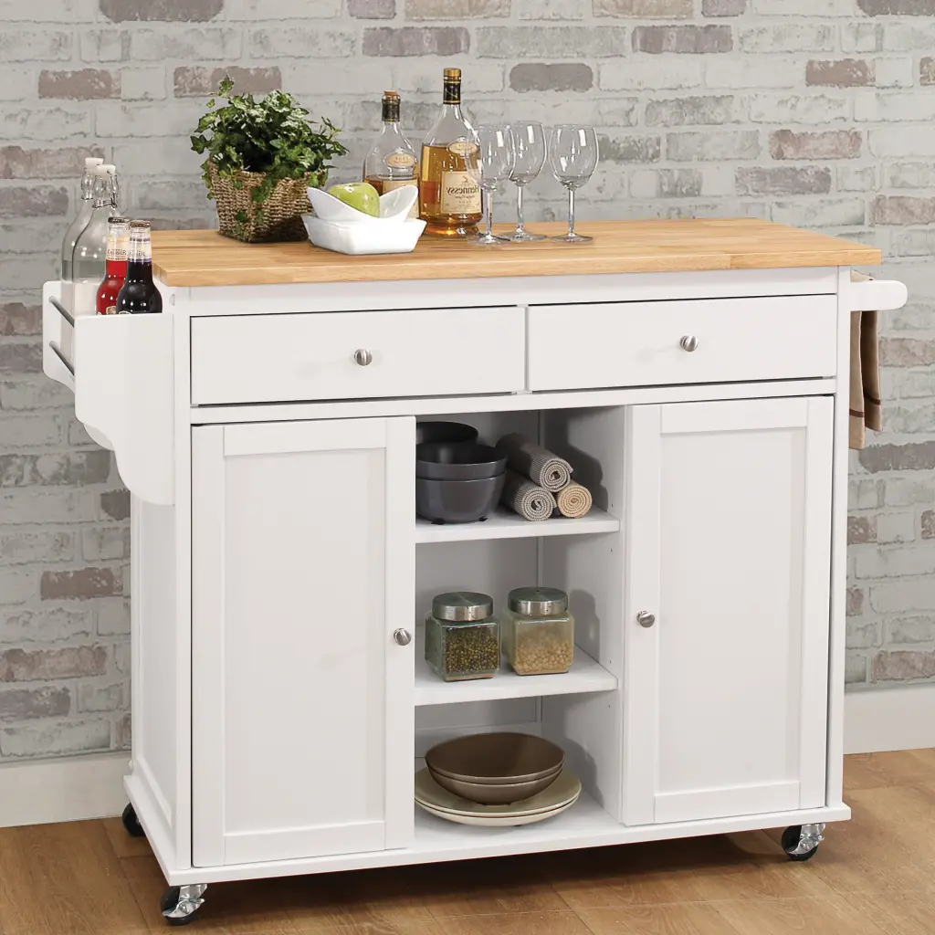 Natural And White 2 Door Kitchen Shopping Basket 2 Drawers furniture max