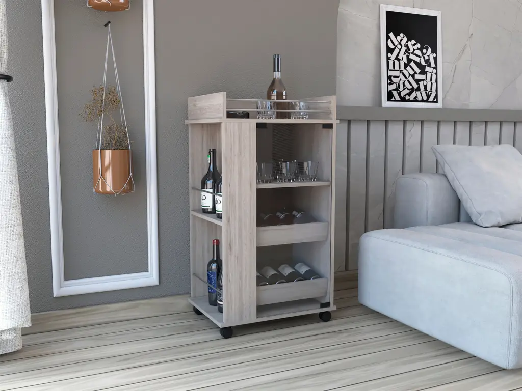 Light Gray Kitchen Cabinet Wheels Glass Door and 3 Internal Shelves rta mubles colombia