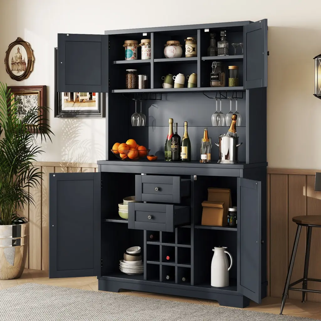 Coffee Bar Cabinet Kitchen Cabinet Storage Farmhouse Wine Cabinet bonwell