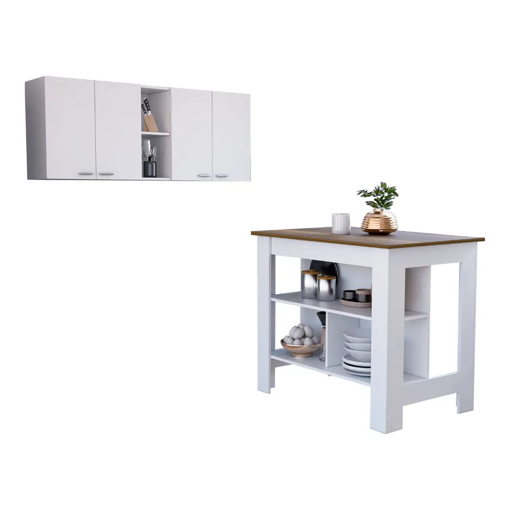 Sierra 7 Shelf 4 Door 2 Piece Kitchen Cabinet Set Wall And Base Units furniture max