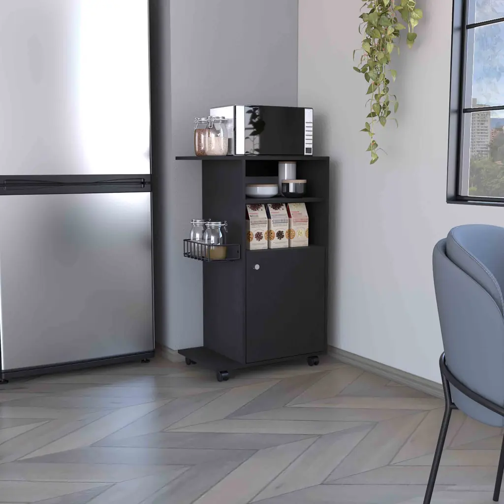 Clip Kitchen Shopping Basket Single Door Cabinet 4 Casters Black Storage rta mubles colombia