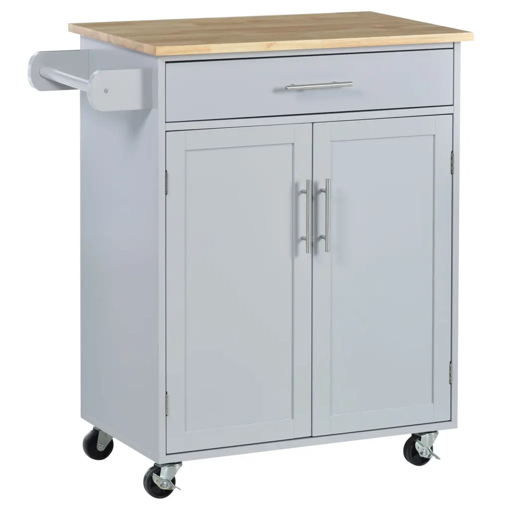 Homcom Kitchen Island Shopping Basket Rolling Trolley Drawer - Storage Cart aosom business