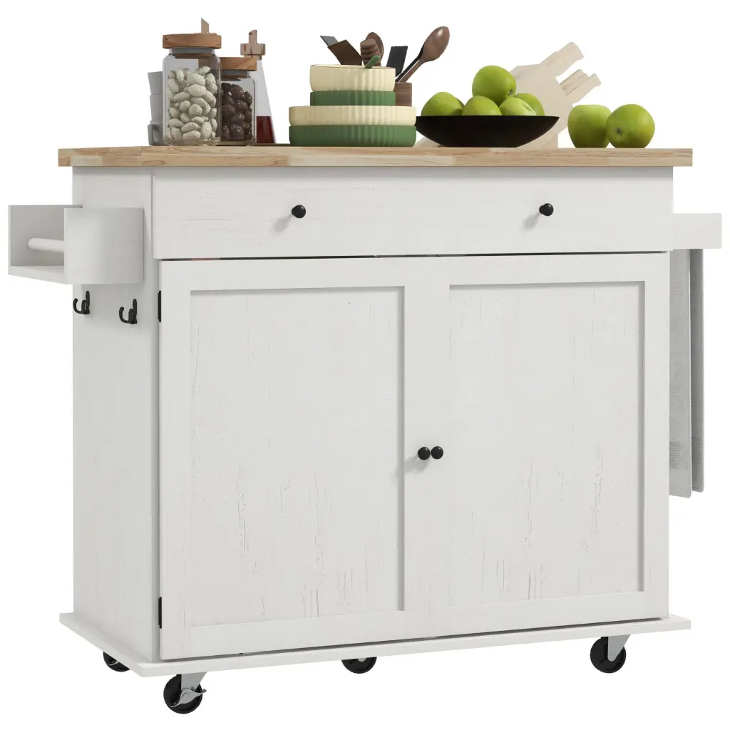 Homcom Kitchen Island Storage Farmhouse Rolling Kitchen Cart aosom business
