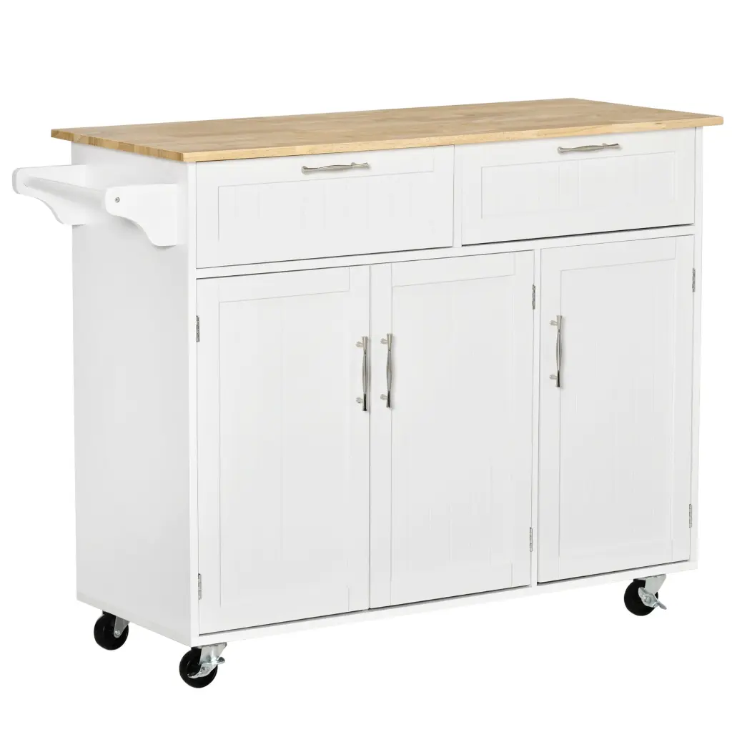Mobile Kitchen Island Storage, Timber Top and Shopping Basket aosom business