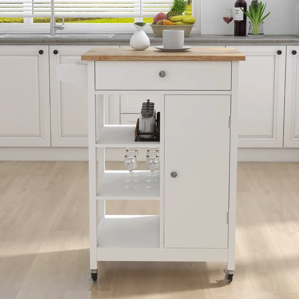 Kitchen Island Rolling Trolley Shopping Basket Customizable Shelves cl worthy houseware co.-ltd.