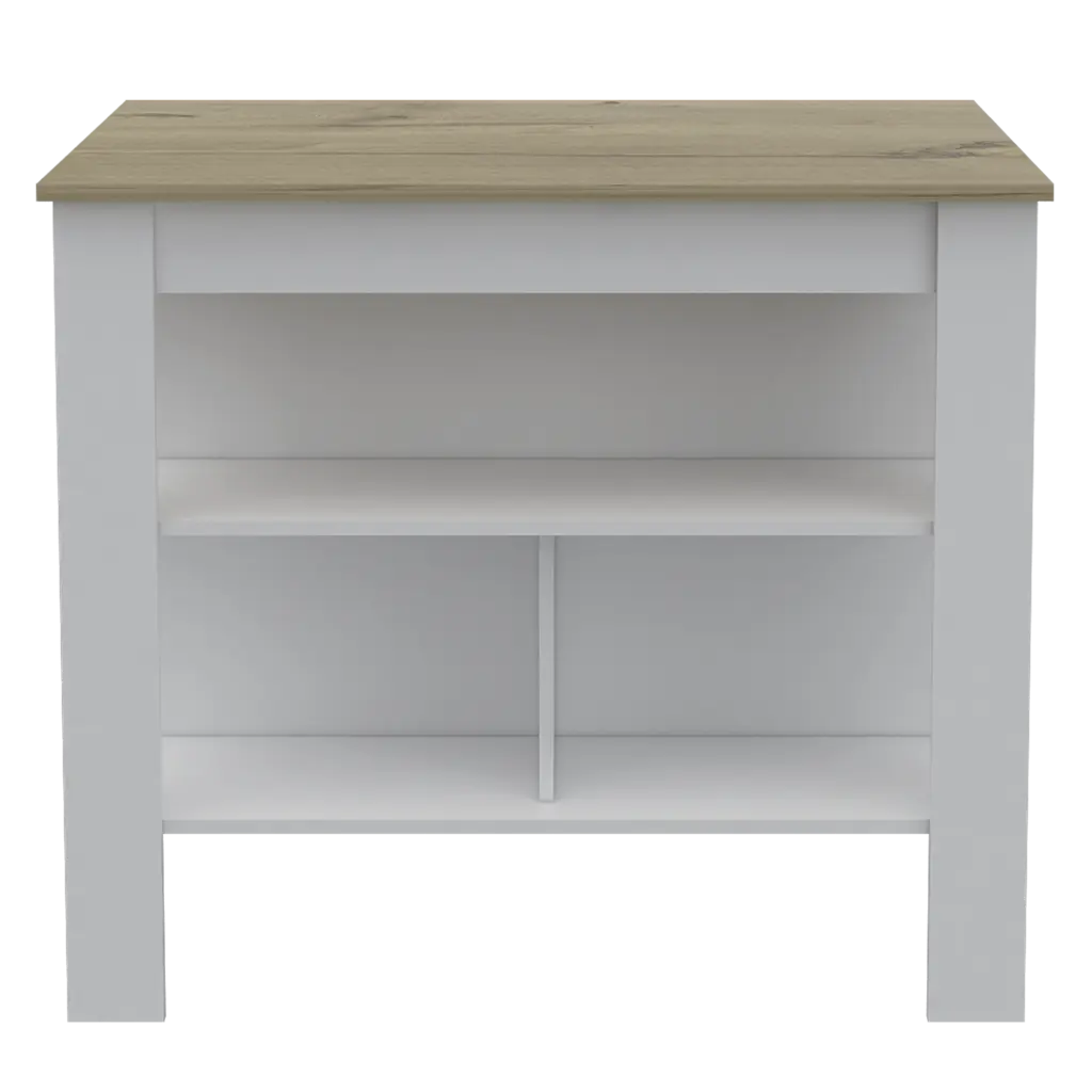 Brooklyn Antibacterial Surface Kitchen Island Three Concealed Shelves, Modern Design fm furniture