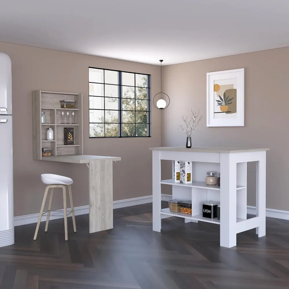 Wilmington 10 Shelf 2 Piece Kitchen Set, Kitchen Island and Practical Storage furniture max