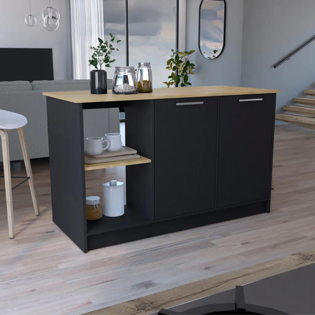 Juniper Kitchen Island Large Top Surface Double Door Cabinet And Storage rta muebles colombia